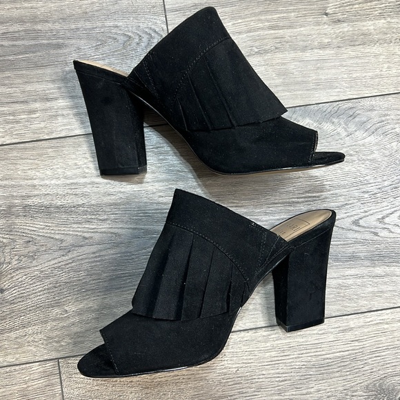 KAARI blue suede black heels - size 7.5 - Picture 4 of 6